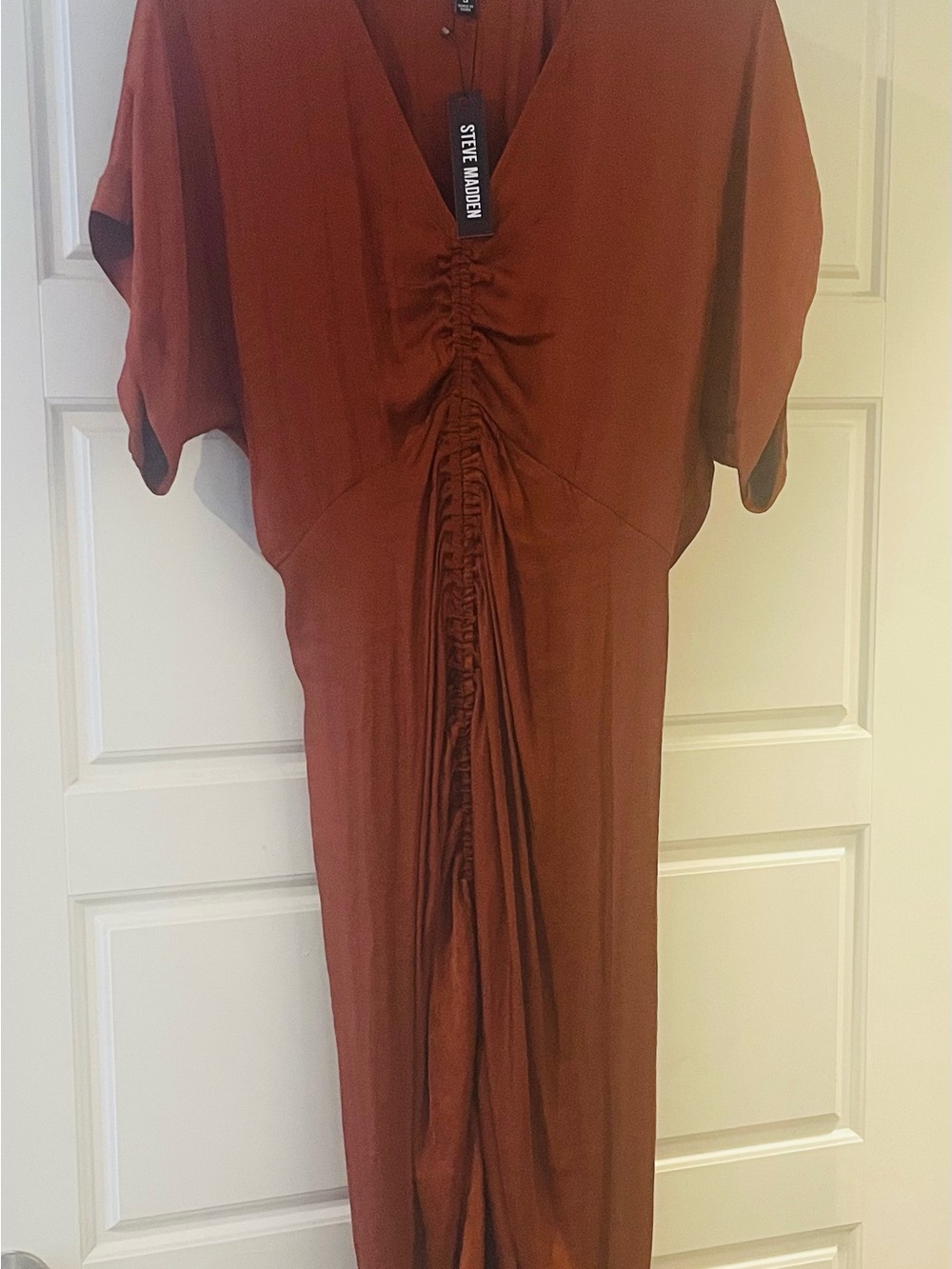 Steve Madden Rust Gathered-Front V-Neck Tunic NWT